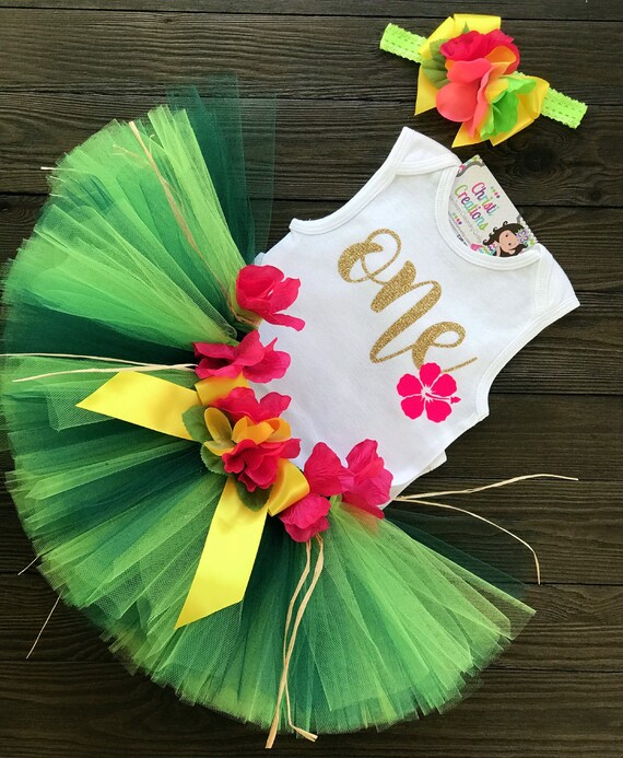 Girls First Birthday Tutu Luau Luau Birthday Outfit One Etsy