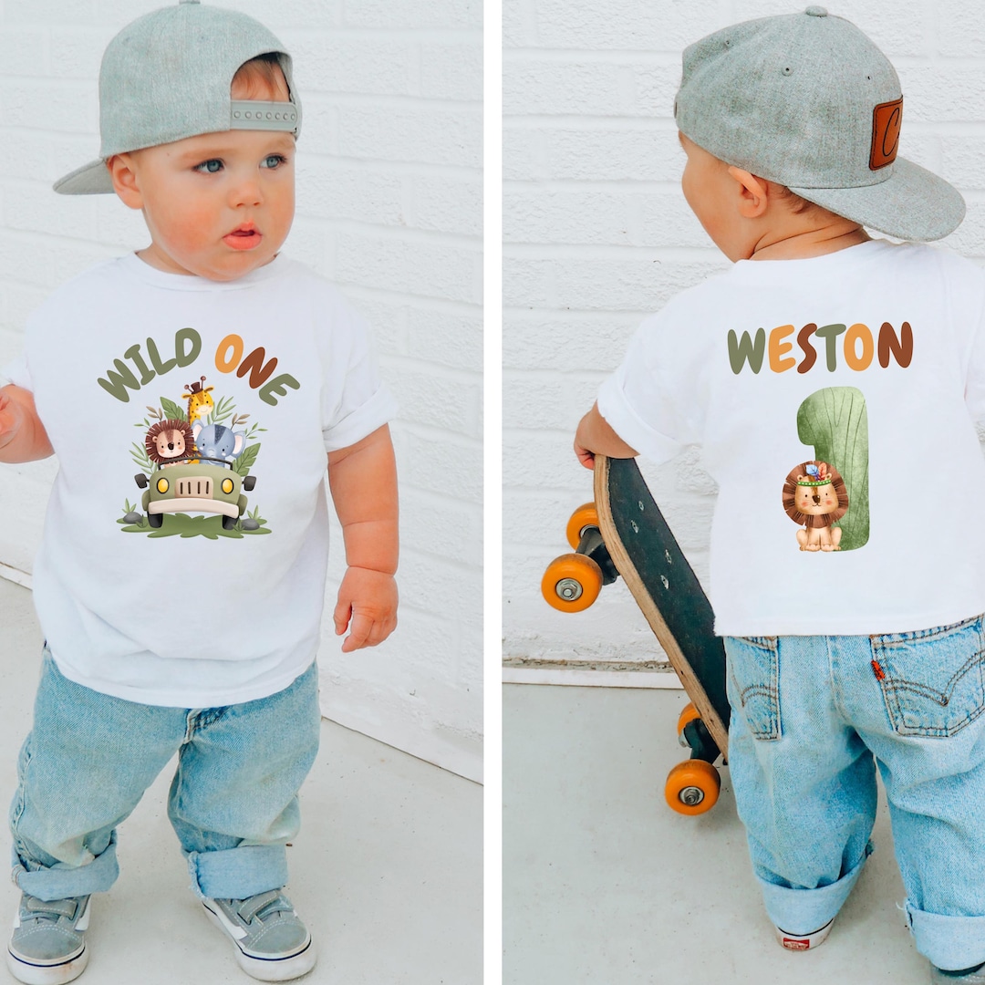 Wild One Safari Birthday Shirt for Kids, Safari Animal Birthday Outfit ...