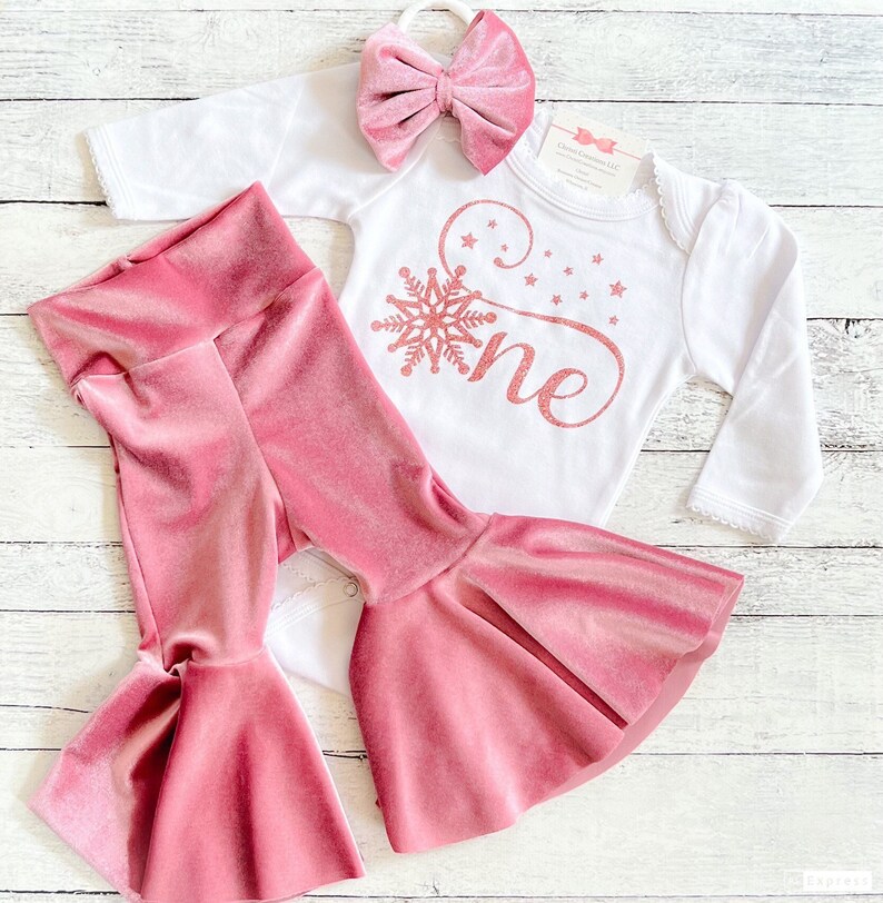 First Birthday Outfit Girl Winter Birthday Flare Pant Outfit Etsy
