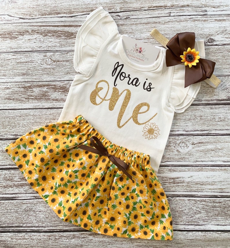 sunflower first birthday outfit