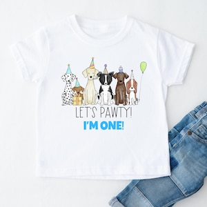 Let's Pawty Puppy birthday shirt, Puppy birthday party, boy birthday shirt, dog party shirt, toddler birthday, Matching Family Shirts afbeelding 3