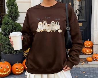 Dogs Dressed as Ghosts Sweatshirt, Cute Dog Halloween Crewneck, Fall Dog Lover Sweatshirt, Spooky Season Gildan Graphic