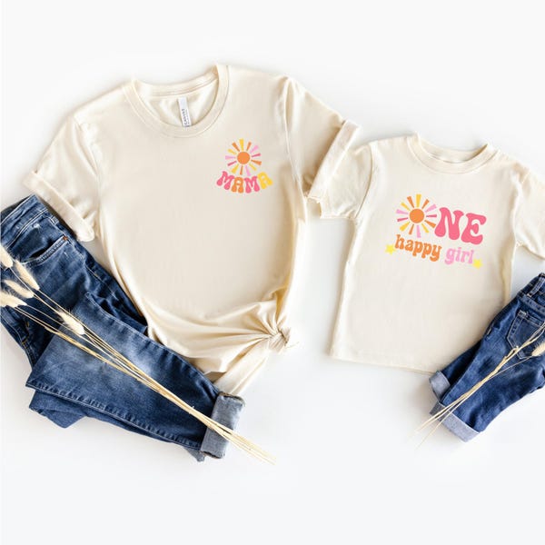 One Happy Girl Retro Birthday Shirt: Matching Family Tees