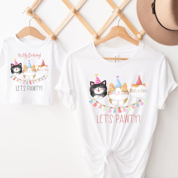 Let's Pawty Cat Birthday Shirt: Matching Family Party
