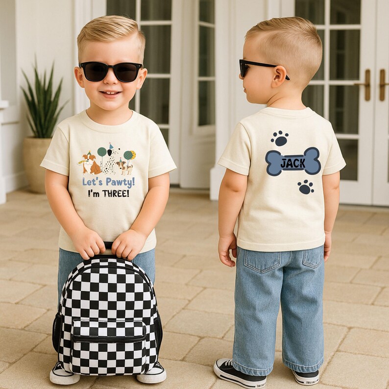 Let's Pawty Puppy Birthday Shirt: Matching Family Dog Party Outfit, Any Age Toddler Birthday Shirt image 5