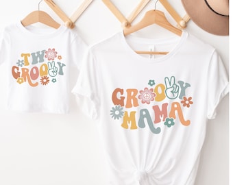 Two Groovy Birthday Shirt: Matching Mommy and Me Tees
