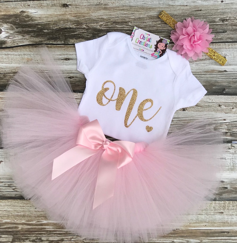Pink and Gold Birthday Outfit 1st Birthday Girl Outfit Baby Girl 1st Birthday Outfit Birthday Tutu