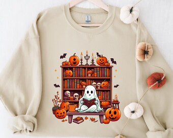 Ghosts Reading Books Shirt, Book Lover Ghost Gift, Cute Ghost Shirt, Womens Halloween Shirt, Spooky Season Sweatshirt, Fall Graphic Tee