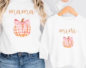 Mama and Mini Fall Pumpkin Sweatshirts: Matching Thanksgiving Sweaters