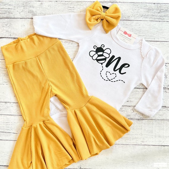 First birthday top bee outfit