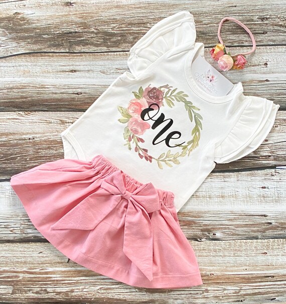 floral 1st birthday outfit