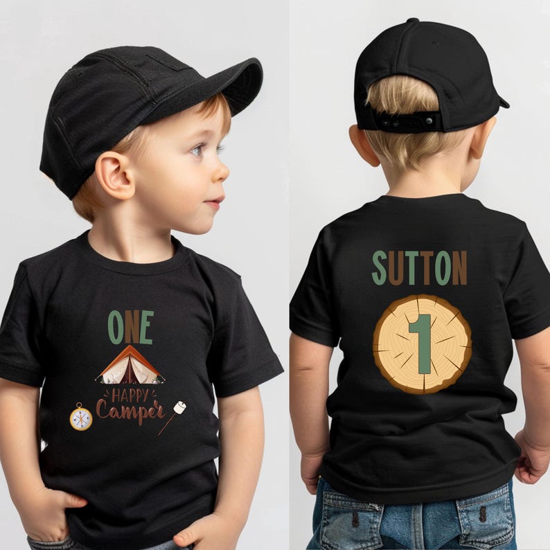 One Happy Camper 1st Birthday Shirt, Camping Matching Family Tshirts image 7