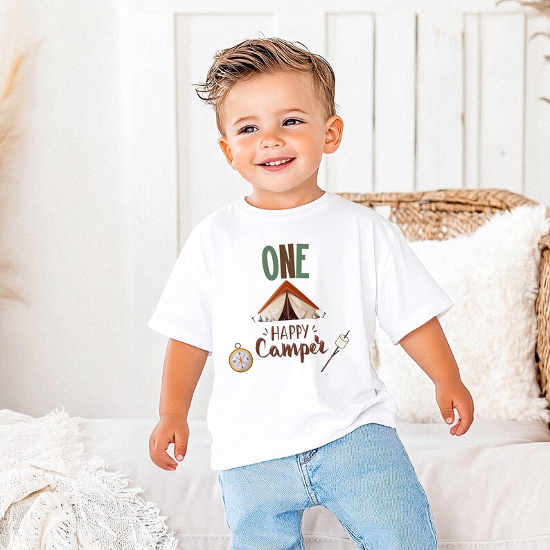 One Happy Camper 1st Birthday Shirt, Camping Matching Family Tshirts image 6