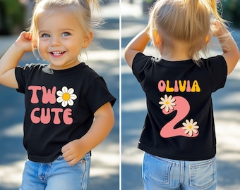 Two Cute Shirt, Two Year Old Shirt, 2nd Birthday Shirt, 2nd Birthday Outfit, Toddler Birthday Shirt, Retro Groovy Birthday, 2nd Birthday Tee
