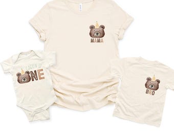 Bear First Birthday Shirt, Teddy Bear 1st Birthday Outfit Boy Girl, Bear Birthday Bodysuit or Shirt, First Birthday Bear Party Outfit