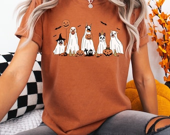 Comfort Colors Halloween Dog Ghost T-Shirt: Spooky Season Tee