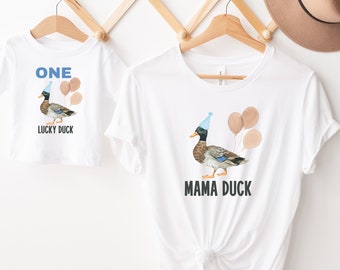 ONE Lucky Duck Matching Family Birthday Shirts, 1st Birthday Shirt, Duck Birthday, Jungle Zoo Animal, Wild 1st Birthday Outfit, Mommy and Me