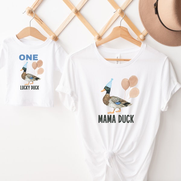 ONE Lucky Duck Matching Family Birthday Shirts, 1st Birthday Shirt, Duck Birthday, Jungle Zoo Animal, Wild 1st Birthday Outfit, Mommy and Me