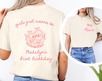Girls Just Wanna Be One Birthday Shirt: Coquette First Birthday Outfit