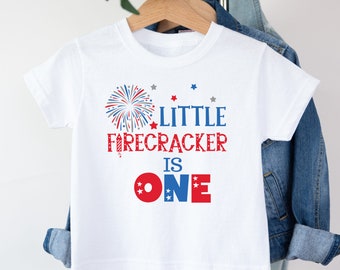 4th of July Birthday Matching Shirts, One Little Firecracker, Fourth of July 1st Birthday Mommy and Me Tees, Firework Matching Family Shirts