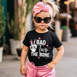 Bad Two The Bone 2nd Birthday Shirt - Rockstar Toddler Tee