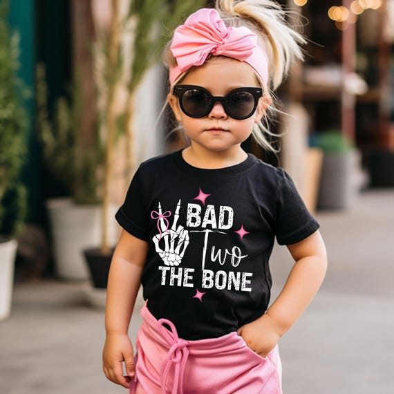 Bad Two The Bone 2nd Birthday Shirt - Rockstar Toddler Tee