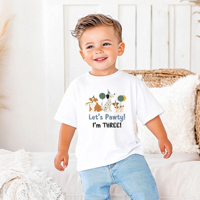 Let's Pawty Puppy Birthday Shirt: Matching Family Dog Party Outfit, Any Age Toddler Birthday Shirt image 4