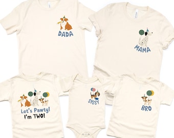 Let's Pawty Puppy Birthday Shirt: Matching Family Dog Party Outfit, Any Age Toddler Birthday Shirt