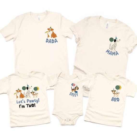 Let's Pawty Puppy Birthday Shirt: Matching Family Dog Party Outfit, Any Age Toddler Birthday Shirt
