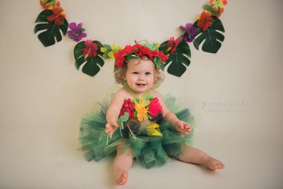 Girls Luau Outfit First Birthday Luau Outfit Luau Tutu Etsy