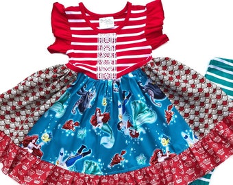 Little Mermaid dress, Disney Princess dress, Ariel dress, Disney cruise outfit, Ariel Birthday dress, 12mo 18mo 2 3