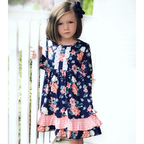 Girls Floral Dress Navy Dress Fall 