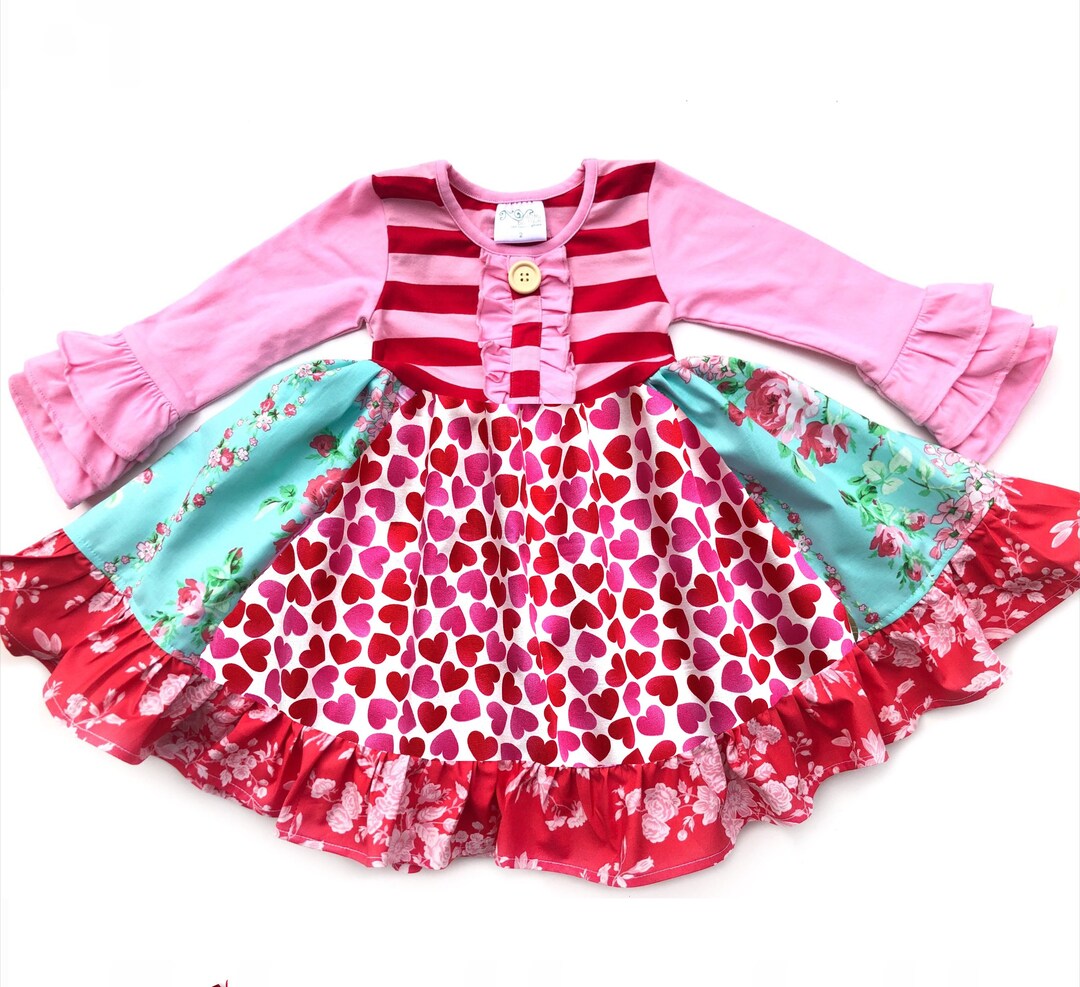 Prinzessin Kleid Für Kleinkind - Langarm Mit Herzen Druck - Tüll Kleid