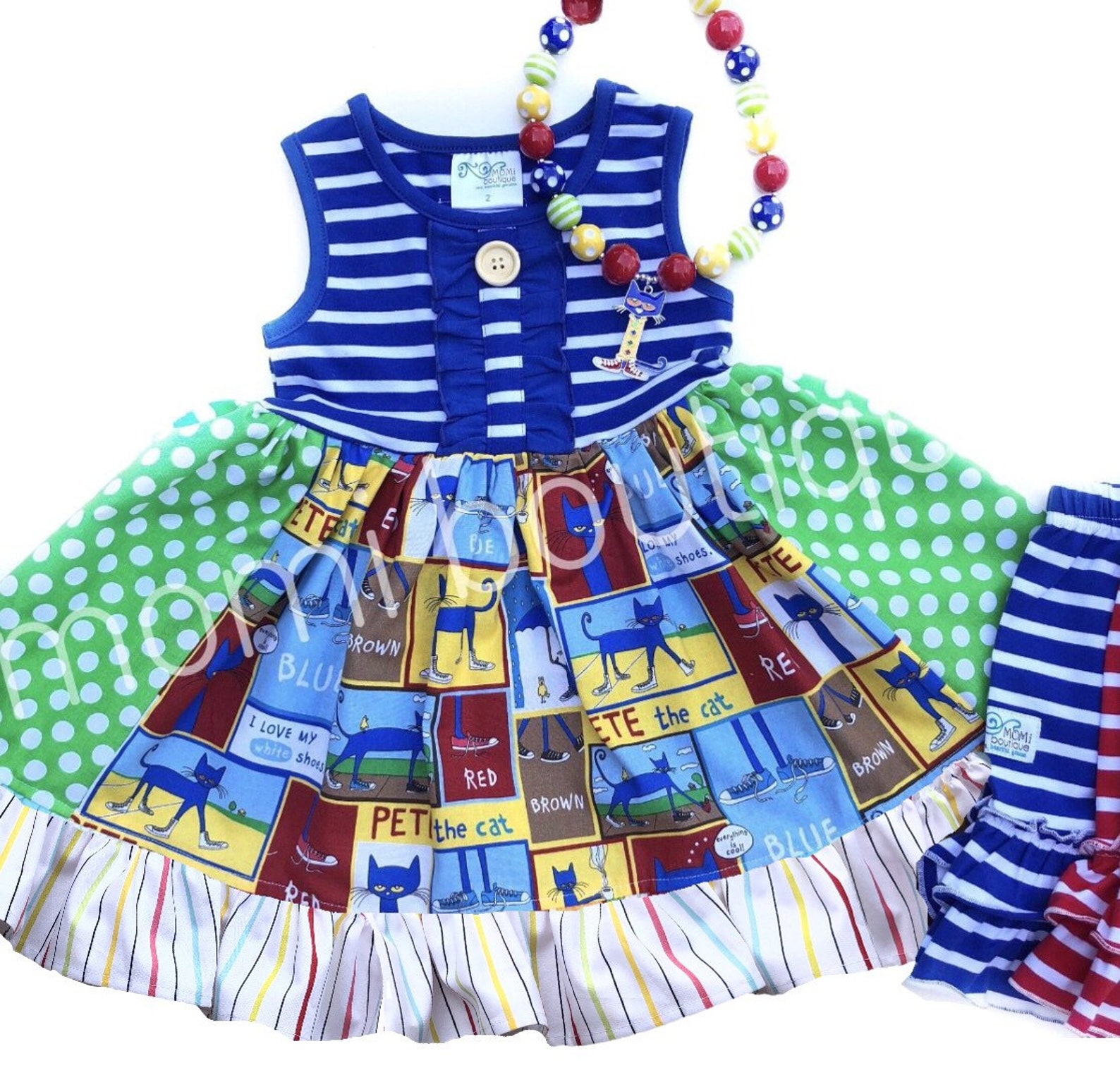 Pete the Cat Dress Back to School Dress Girls Toddler Birthday Etsy