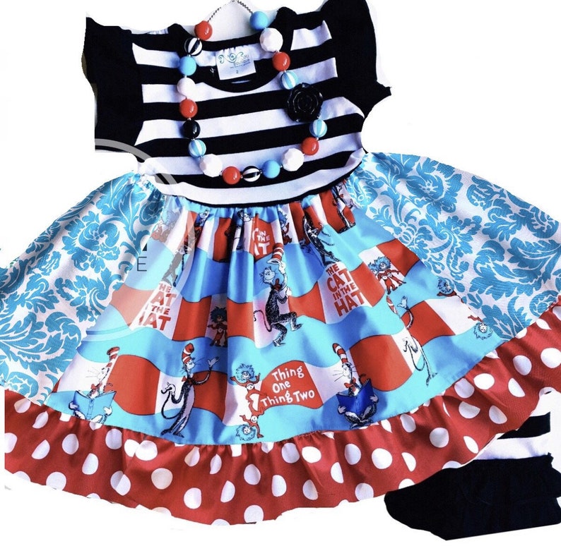 Seuss dress for girls Cat in the Hat dress Read across America outfits girl girls school dresses girls Storybook dresses