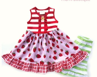 Girls Strawberry dress, Strawberry pageant dress, summer strawberry festival dress, pink strawberry dress, 12 18 2 3 4