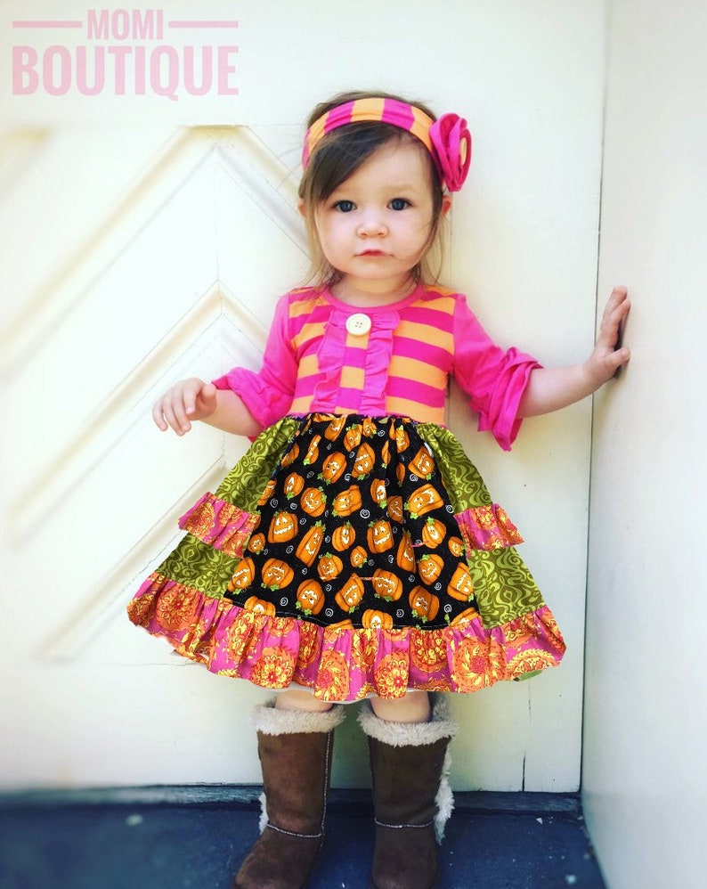 Halloween girls dresses pageant dress Halloween dress Pumpkin dress toddler fall outfit Girls pumpkin patch outfit Jack O Lantern dress