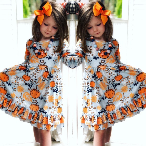 Girl Pumpkin Dress Fall Dress 