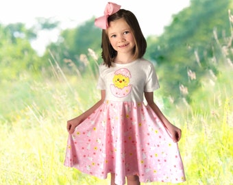 Girl’s Easter dress gift for girls Easter dress Pink Bunny dress Baby shower gift Speing portrait dress girls Twirl dress 12mo 2 3 4 5 6 7 8