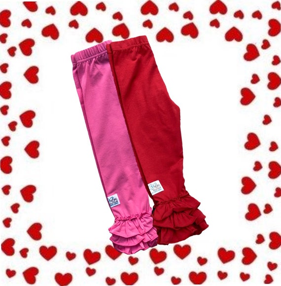 Hearts Pink Toddler Ruffled Leggings