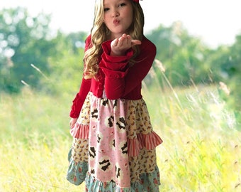 Girls Valentine's Day dresses, long sleeve toddler valentine outfit Valentine dresses size 12 18 2 3 4 5 6 7 8 10 12 14 pink red heart dress