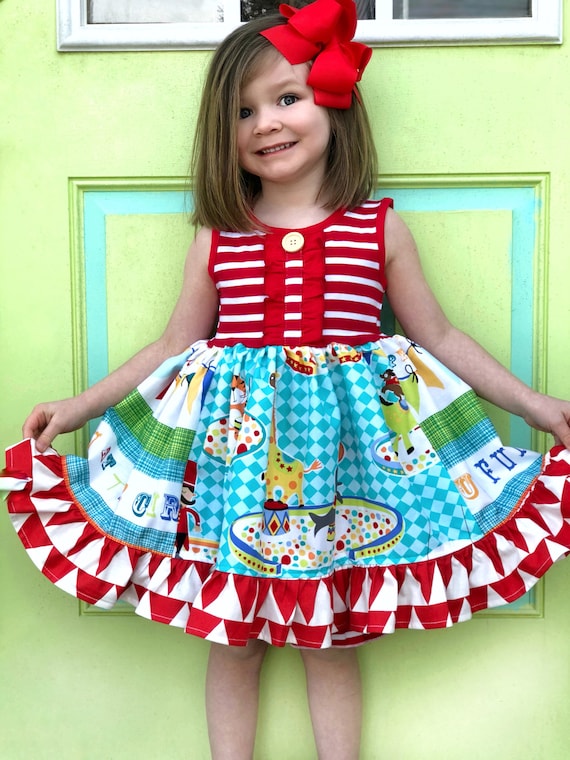 Girls Circus Birthday Dress Circus Outfit Elephant Dress Seal