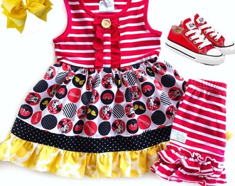 Disney World top girls Minnie Mouse dress Disney vacation outfit girls Disney gifts Disney dress, 6mo 12mo 18mo 2 3 4 5