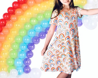 Girls Rainbow dress St. Patrick’s day dress rainbow baby shower gift First birthday party dress toddler rainbow dresses