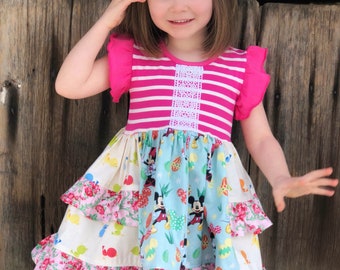 Easter Disney dress, girls Easter dresses, Disney outfit, girls Minnie mouse dress toddler Easter dress 12 18 2 3 4 5 6 7 8 10 12