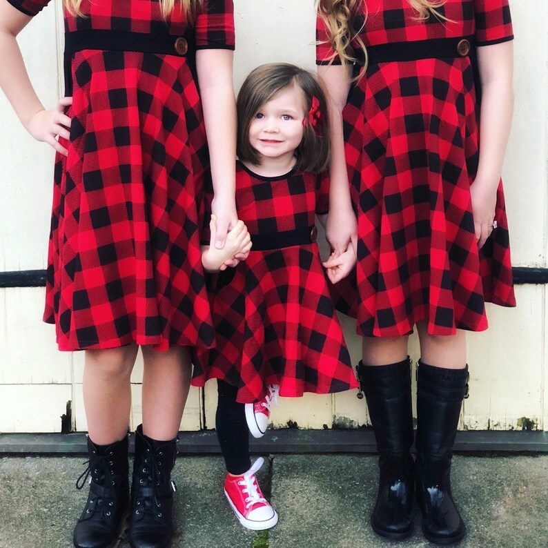 girls red plaid dress