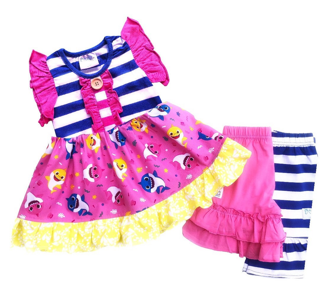 Girls Baby Shark Dress Beach Vacation Dress Baby Shark Etsy