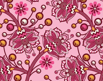 Rare Tula Pink fabric, The Birds and the Bees pink sunset, VHTF oop quilting cotton, Bees Knees btfq bthy bty PWTP026