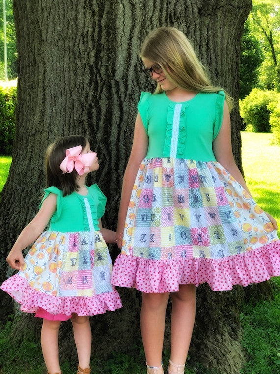 Back to School Dress First Day of School Dress Girls Alphabet Dress Toddler School Outfit Kindergarten Gift for Girl 12mo 18mo 2 3 4 5 6 7 Etsy