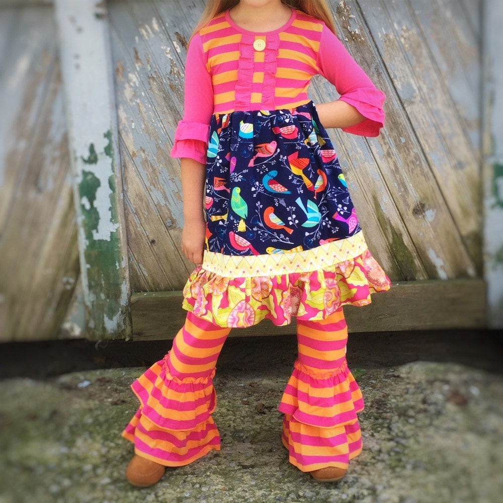 Halloween Pants Fall Knit Stripe Ruffle 